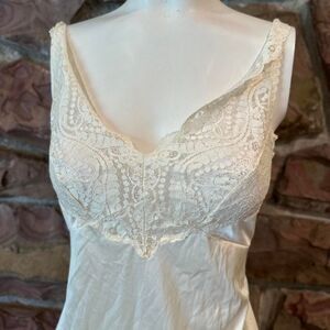 llusion Women's White and Cream Dress‎ vintage Y2k lace slip dress
